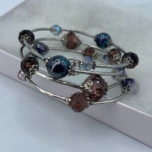 Memory wire Aura Borealis marbled glass beaded .